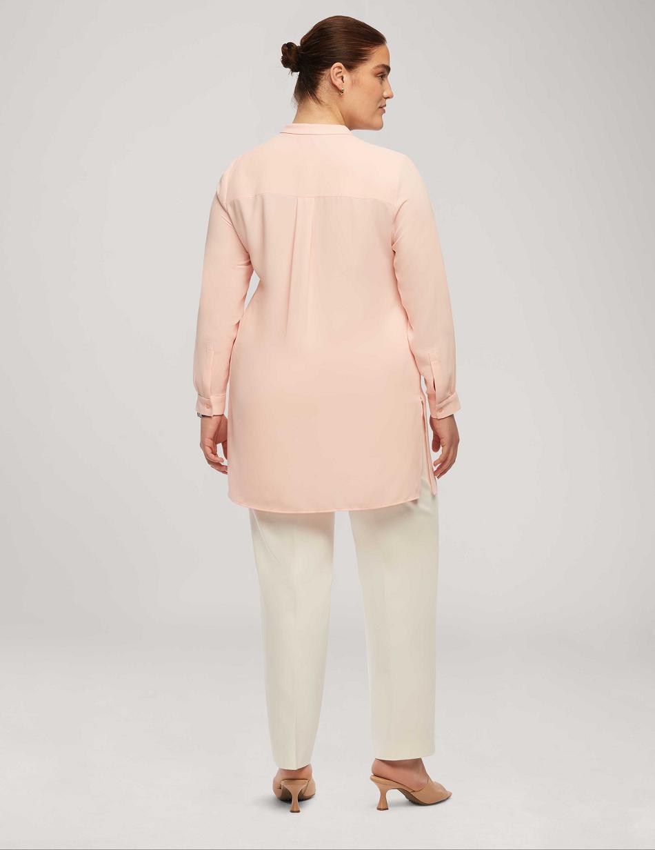 Grande Taille Anne Klein Long Sleeve Popover Blouse   | ZZW-8146303